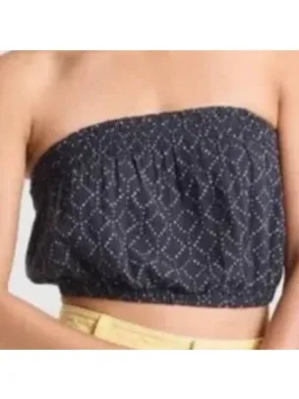 Universal Thread size Large Crinkle Gauze Tube Top NEW Navy & White